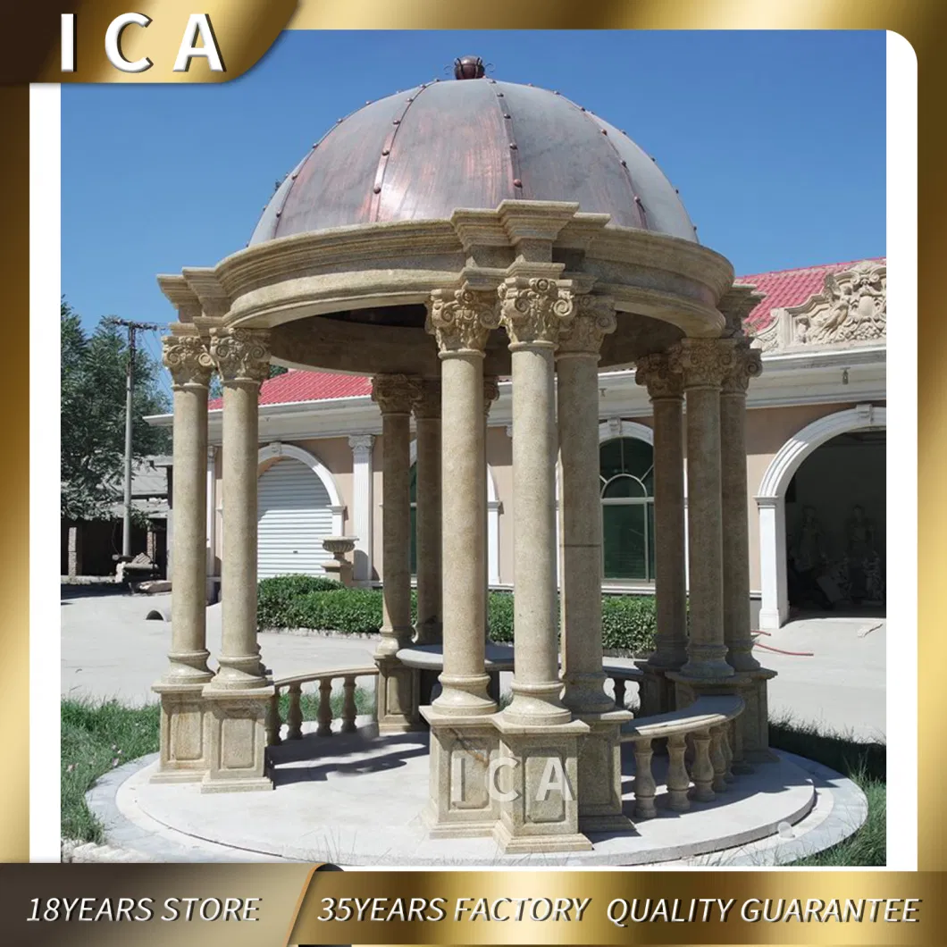 High Quality Garden Custom Marble Column Pillar Pavilion Dome Gazebo