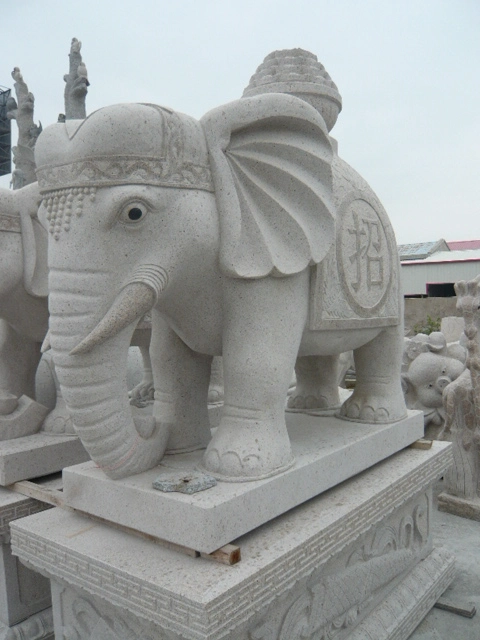 Stone Garden Ornament Granite Elephant Sculpture Hand Carved for Outdoor Decor