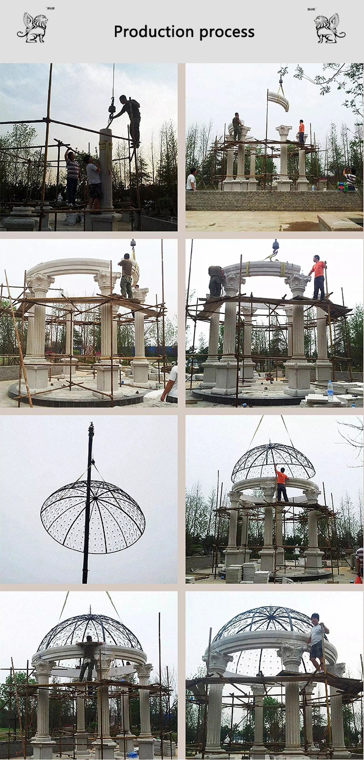 China Manufacture Western Wedding Decoration Marble Granite Gazebo Mgc-05