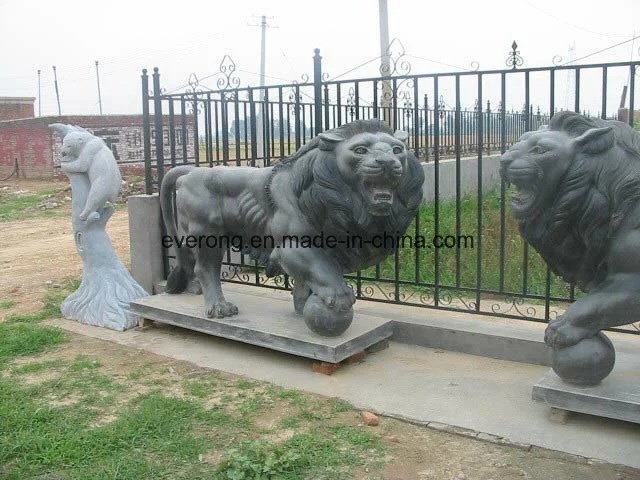 Outdoor Large Natural Granite Statue Marble Wing Lion Sculpture for Sale