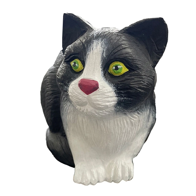 Bespoke Life Size Lifelike Painted Granite Cat Sculpture for Garden