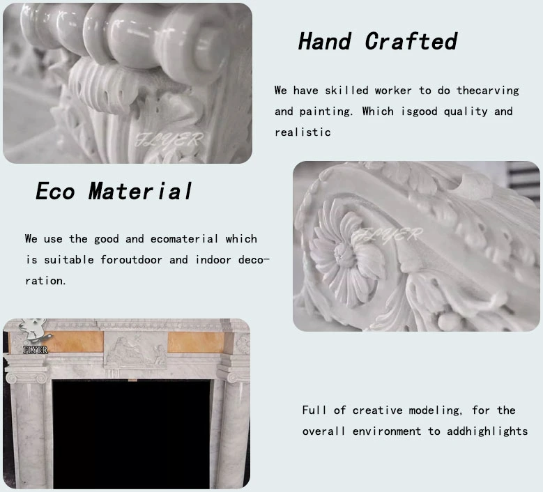 Indoor Stone Carving Marble Fireplace Mantel Electric Stone Fireplace for Sale