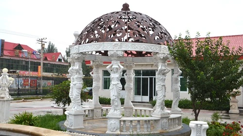 Escultura grande al aire libre de la columna del mirador de mármol blanco tallada a mano