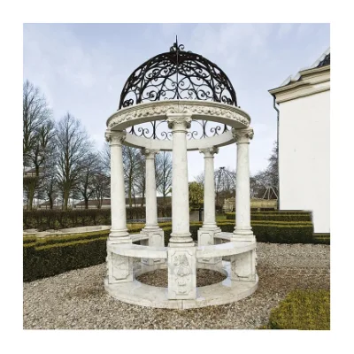 Gazebo de cúpula de pabellón de pilar de columna de mármol personalizado de alta calidad