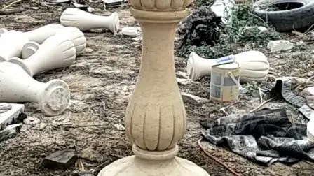 Columna De Pedestal Tallado En Mármol Blanco