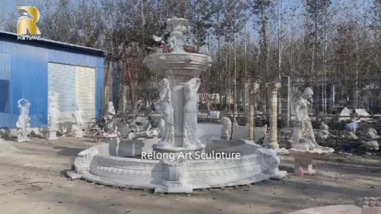 Decoración de jardín al aire libre figura de piedra de mármol escultura fuente de agua para la venta