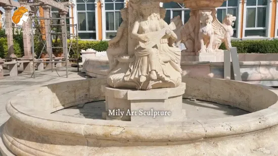 Fuente de agua de piedra de mármol tallada a mano para decoración de jardín, figura de nivel de Hotel al aire libre, diseño de lujo clásico personalizado Natural, señora, mujer