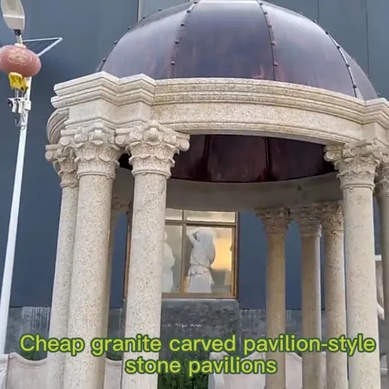 Gazebo de granito de óxido amarillo para jardín, pabellón de parque al aire libre con cúpula de hierro forjado y cubierta de ducha